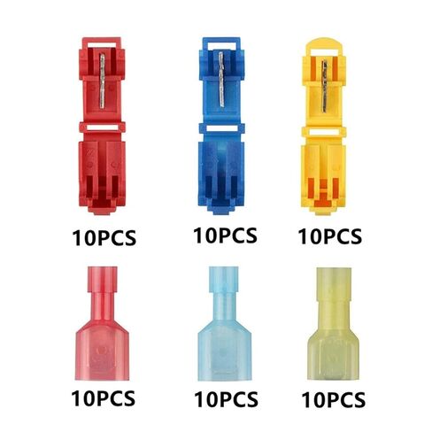 60 Pcs T Connector Wire Connector Self Stripping Quick Connector Wire Terminal Insulated Male Quick Disconnect Crimp Spade Terminal (Color : 60pcs Without Box) in Kuwait