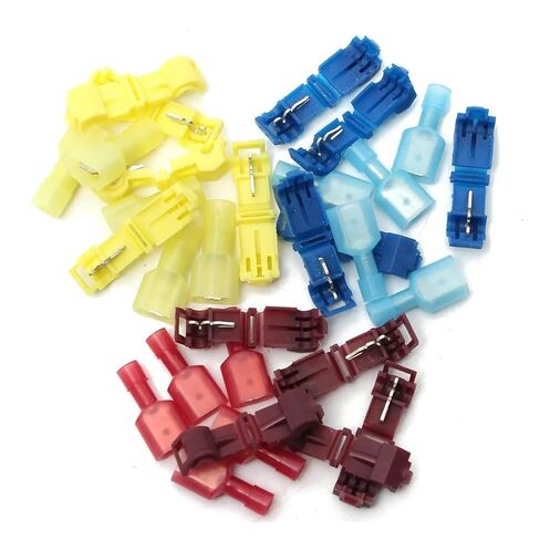 60 Pcs T Connector Wire Connector Self Stripping Quick Connector Wire Terminal Insulated Male Quick Disconnect Crimp Spade Terminal (Color : 60pcs Without Box) in Kuwait