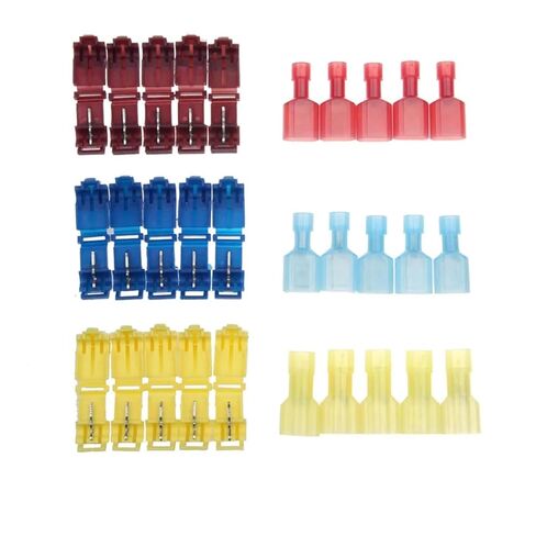 60 Pcs T Connector Wire Connector Self Stripping Quick Connector Wire Terminal Insulated Male Quick Disconnect Crimp Spade Terminal (Color : 60pcs Without Box) in Kuwait