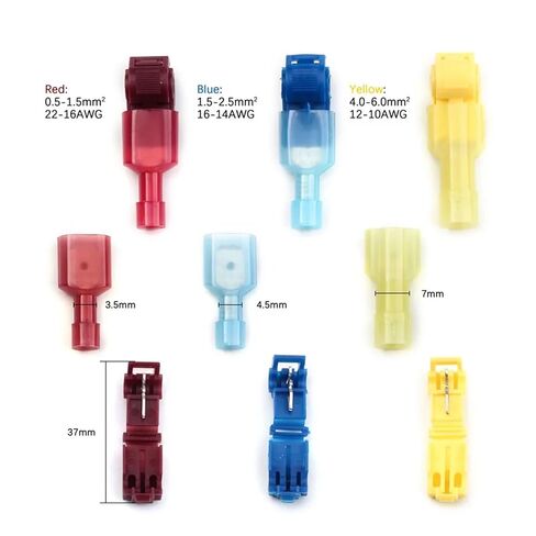 60 Pcs T Connector Wire Connector Self Stripping Quick Connector Wire Terminal Insulated Male Quick Disconnect Crimp Spade Terminal (Color : 60pcs Without Box) in Kuwait