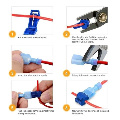 60 Pcs T Connector Wire Connector Self Stripping Quick Connector Wire Terminal Insulated Male Quick Disconnect Crimp Spade Terminal (Color : 60pcs Without Box) in Kuwait
