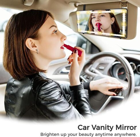 Visor ، إكسسوارات السيارات للمرأة قابلة لإعادة الشحن مرآة مستحضرات التجميل مع 3 أوضاع إضاءة LED ، مرآة شاشة تعمل باللمس قابلة لللمس للسيارات ، المكياج ، إكسسوارات سيارة الأميرة. in Saudi Arabia
