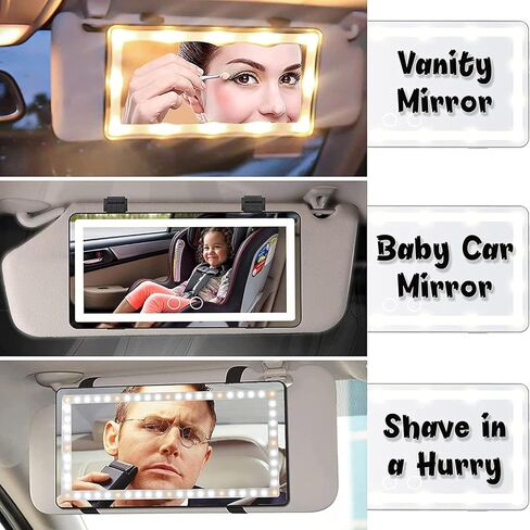 Visor ، إكسسوارات السيارات للمرأة قابلة لإعادة الشحن مرآة مستحضرات التجميل مع 3 أوضاع إضاءة LED ، مرآة شاشة تعمل باللمس قابلة لللمس للسيارات ، المكياج ، إكسسوارات سيارة الأميرة. in Saudi Arabia