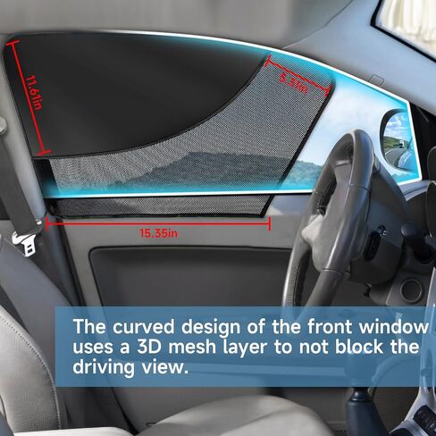 2 PCS Car Window Shades, 18.89"×19.68" Magnetic Double Layer Car Side Window Sun Shades with Full Shade/Half Shade, Front Window Covers for Driver,Car Accessories in Saudi Arabia