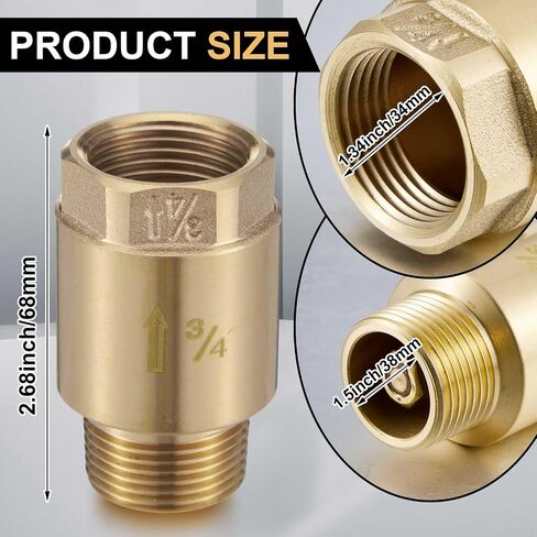 Zonon 2 PCS 1-1/4 بوصة صمام تحقق من إحدى الطرق النحاسية في خط الفحص صمام مع الوقاية من التدفق الخلفي 1.25 "NPT ذكر في 1.25" in Kuwait