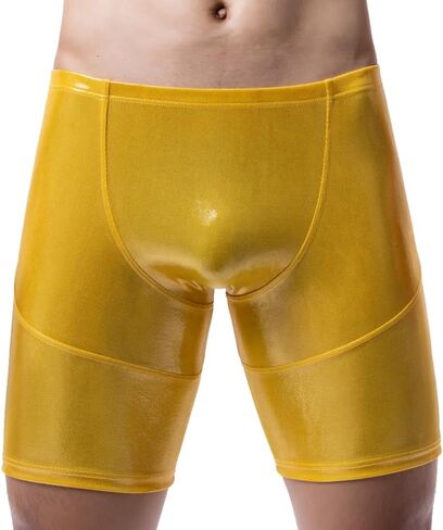 Mens Metallic Shorts Muscle Fitness Workout Sports Bodybuilding Long Boxer Shorts Trunks in Kuwait