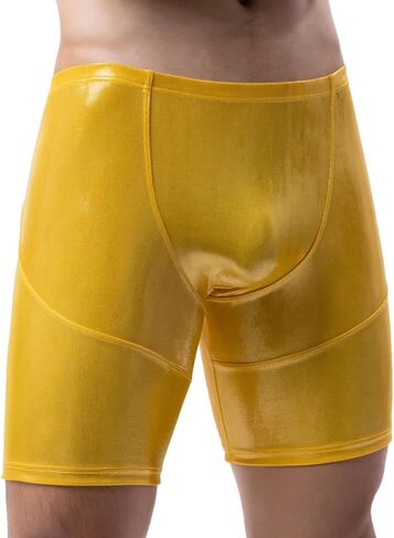 Mens Metallic Shorts Muscle Fitness Workout Sports Bodybuilding Long Boxer Shorts Trunks in Kuwait