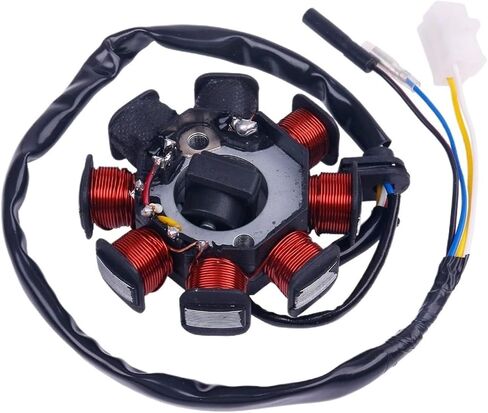 GY6 49CC 50CC 8-COIL MAGNETO المولد الثابت لـ 139QMB 139QMA SCROUTER MOPED ENRIVER (ملفات الإشعال المزدوجة) in Saudi Arabia