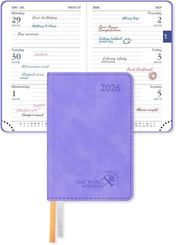 تقويم الجيب POPRUN 2025 [حجم صغير 3 × 4.5 بوصة - غطاء جلد ناعم] 2025 مخطط صغير أسبوعي وشهري للمحفظة - أسود in Kuwait