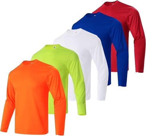 TanBridge Men's T-Shirts Long Sleeve Workout Shirt for Men Sun Protection Athletic Shirts 3-5 Pack in Kuwait
