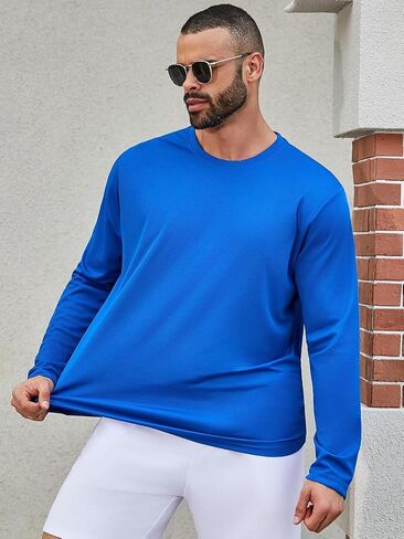 TanBridge Men's T-Shirts Long Sleeve Workout Shirt for Men Sun Protection Athletic Shirts 3-5 Pack in Kuwait