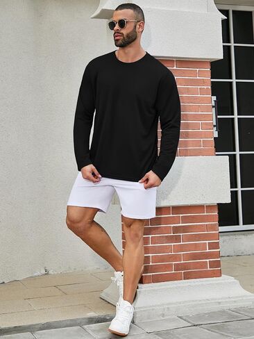 TanBridge Men's T-Shirts Long Sleeve Workout Shirt for Men Sun Protection Athletic Shirts 3-5 Pack in Kuwait