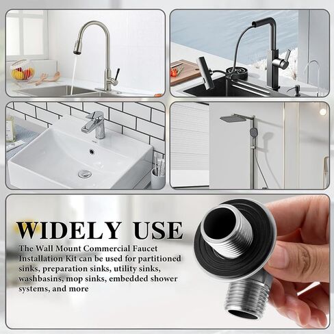 Wall Mount Commercial Faucet Installation kit,90 dergee backsplash Mount Set for Stainless Steel Commercial Kitchen Prep & Utility Sink,Lead-Free 2 Pack in Saudi Arabia