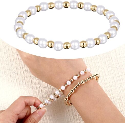 5 Pcs Gold Beaded Bracelets for Women Waterproof Plated Bracelet Stack Jewelry for Women Adjustable Beaded Ball Bracelet Set Trendy Stackable Ball Waterproof Fashion Accessories in Saudi Arabia