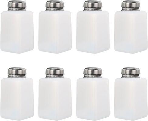 MECCANIXITY Solvent Alcohol Dispenser 250ml/8.5oz White Push Down Liquid Dispenser Pump for Acetone Cleanser Polish Remover Makeup 8Pcs in Kuwait