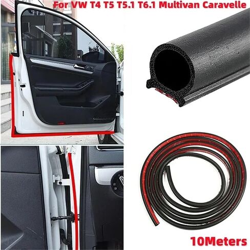 10m D-Shaped Car Side Door Seals Strip EPDM Rubber Soundproof Seal Trim for T4 T5 T5.1 T6.1 in Saudi Arabia