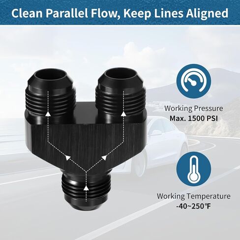 yeesport 12an y Block Fitting Flitter ، 12 ذكرًا للخروج الموازي Dual 12an1 Male Y Block Adapter ، محول ذكور ثلاثي الاتجاهات 12an ، الألومنيوم الأسود المقاوم للصدأ ، لأنظمة تصفية خط السكك الحديدية لخط الوقود in Kuwait