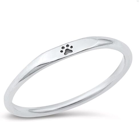Dog's Paw Print Stackable Ring 925 Sterling Silver 2.2mm Size 4-10 in Saudi Arabia