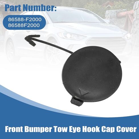 Front Bumper Tow Hook Eye Cap Cover 86588-F2000 86588F2000 Compatible with Hyundai Elantra Sedan 2.0L 2017 2018# HY1029100 Black Front Bumper Cover in Saudi Arabia