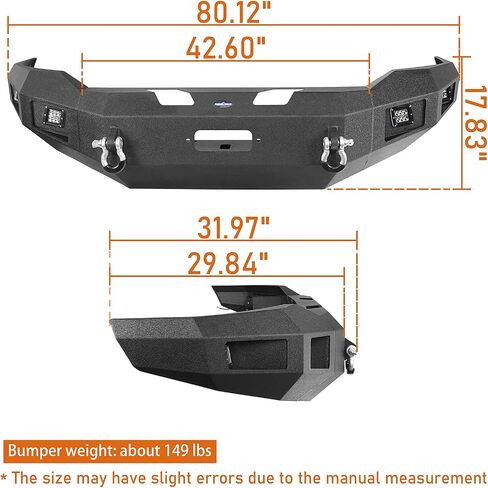 Hooke Road Ram 2500 Front & Rear Bumpers Kit w/Winch Plate for 2019 2020 2021 2022 2023 2024 Dodge Ram 2500 Truck in Saudi Arabia