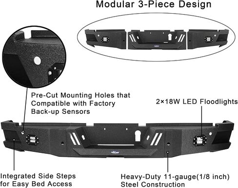 Hooke Road Ram 2500 Front & Rear Bumpers Kit w/Winch Plate for 2019 2020 2021 2022 2023 2024 Dodge Ram 2500 Truck in Saudi Arabia