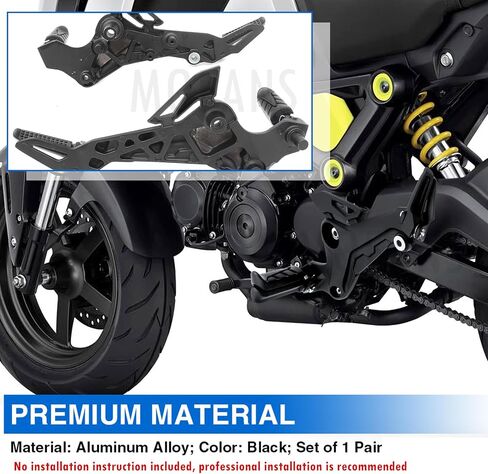 1 Pair Right & Left Side 125CC Motorcycle Footpegs Assembly Footrest Kit Fit for Honda MSX 125 SF Grom 2017 2018 2019 2020 Black in Saudi Arabia