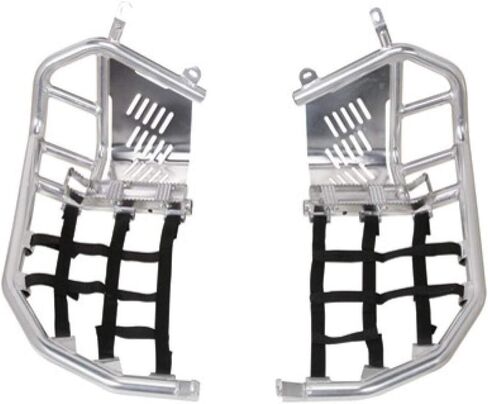 Tusk Foot Peg Nerf Bars With Heel Guards Silver With Black Webbing Compatible with Yamaha YFZ450R/SE 2009-2025 in Saudi Arabia