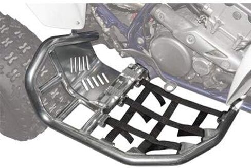 Tusk Foot Peg Nerf Bars With Heel Guards Silver With Black Webbing Compatible with Yamaha YFZ450R/SE 2009-2025 in Saudi Arabia