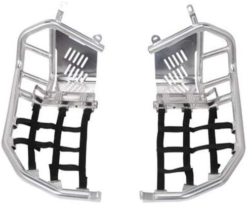 Tusk Foot Peg Nerf Bars With Heel Guards Silver With Black Webbing Compatible with Yamaha YFZ450R/SE 2009-2025 in Saudi Arabia