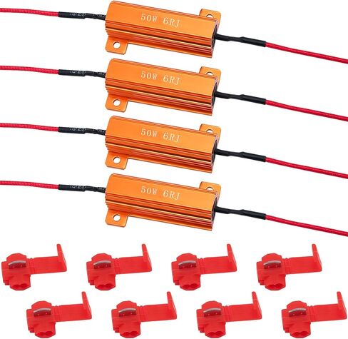 4pcs 50w 6ohm مقاومات التحميل إشارة LED ، مجموعة مقاوم تحميل LED لإصلاح المصباح LED Fast Hyper Flash إشارة خطأ وميض رمز (Amber) in Kuwait