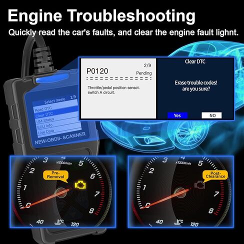 T200 OBD2 Scanner I/M Status Code Reader Mode 6 Mode 8 Scan Tool ECU Info Live Data O2 Sensor Tester DTC Lookup Battery Testing Software Update in Kuwait