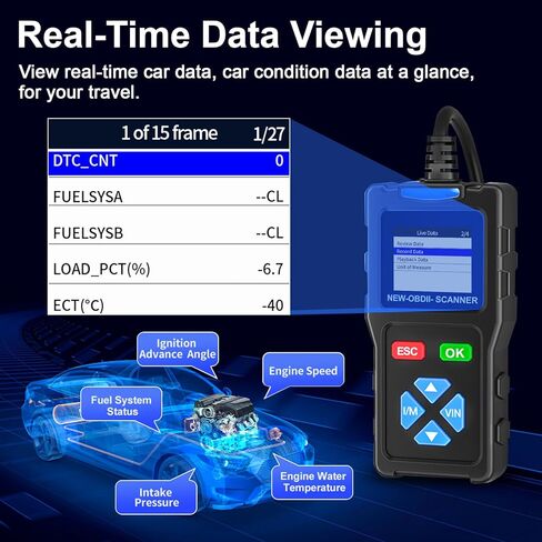 T200 OBD2 Scanner I/M Status Code Reader Mode 6 Mode 8 Scan Tool ECU Info Live Data O2 Sensor Tester DTC Lookup Battery Testing Software Update in Kuwait