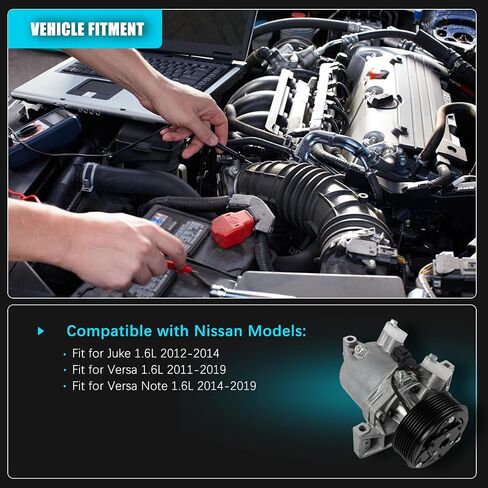 Air Conditioner AC Compressor with Clutch Fit for Nissa Juke 2012-2014 Versa 2011-2019 Versa Note 2014-2019 1.6L 57892 58892 5513076 6513076 7513076 926001CK1A 926001HC1B 926001HC2B in Saudi Arabia