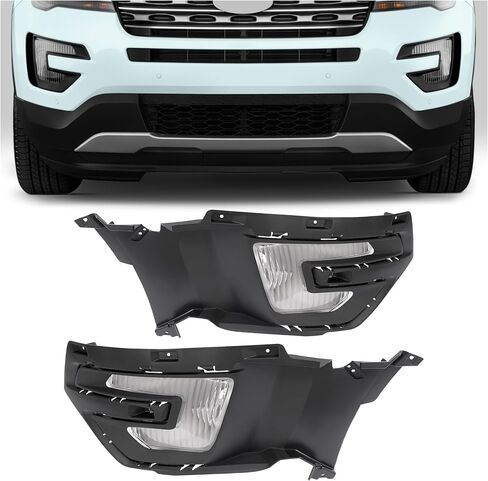 HECASA Fog Lights w/Bezels Pair Compatible with 2016-2017 Ford Explorer & 2016-2019 Ford Police Interceptor Utility Base Replacement for FO1038159 FO1039159 Halogen Front Fog Lamp Cover Trim RH & LH in Saudi Arabia