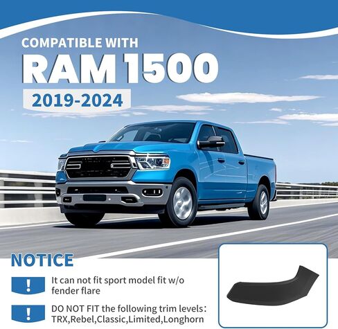 KUAFU Left Front Bumper Filler Panel Compatible with 2019-2024 Ram 1500 Driver Side Upper Bumper End Face Bar Matted Black Plastic Replacement For 68403911AE CH1016103 in Saudi Arabia