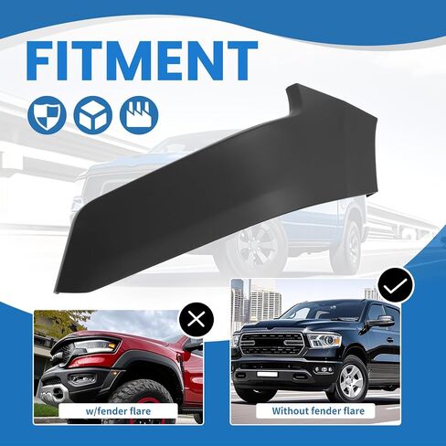 KUAFU Left Front Bumper Filler Panel Compatible with 2019-2024 Ram 1500 Driver Side Upper Bumper End Face Bar Matted Black Plastic Replacement For 68403911AE CH1016103 in Saudi Arabia