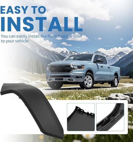 KUAFU Left Front Bumper Filler Panel Compatible with 2019-2024 Ram 1500 Driver Side Upper Bumper End Face Bar Matted Black Plastic Replacement For 68403911AE CH1016103 in Saudi Arabia