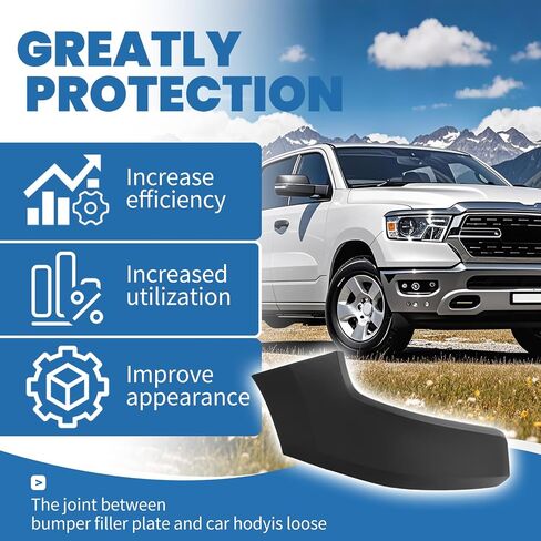 Kuafu Left Left Pront Pulper Filler Filler متوافق مع 2019-2024 RAM 1500 سائق الجانب العلوي الطرفي بار البديل البلاستيكي الأسود مصلحة لـ 68403911AE CH1016103 in Kuwait