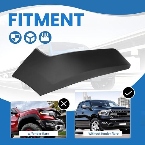 Kuafu Left Left Pront Pulper Filler Filler متوافق مع 2019-2024 RAM 1500 سائق الجانب العلوي الطرفي بار البديل البلاستيكي الأسود مصلحة لـ 68403911AE CH1016103 in Kuwait