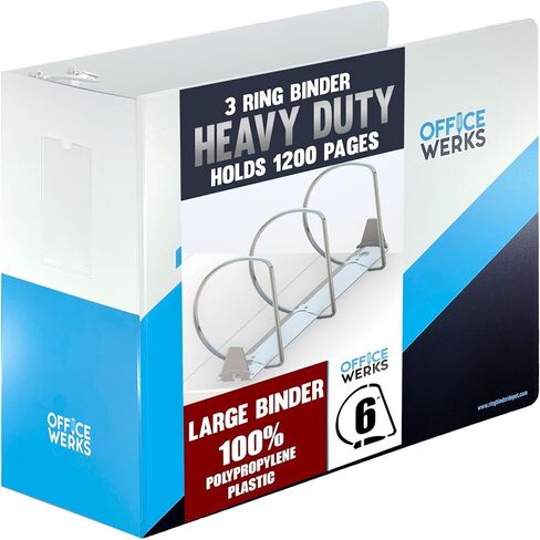 Performore 6 Inch Locking Angle D-Ring Binder Heavy Duty Poly Binder with Printed Design, Secure Locking 3 Rings, Spine Label Holder, Non-Customizable Cover, Holds 8.5" x 11" Paper, 2 Pack in Kuwait