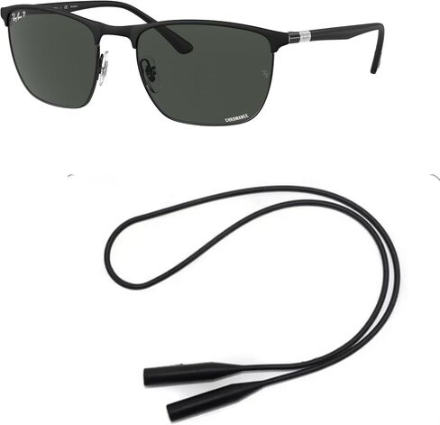 Ray-Ban RB3686 Sunglasses Bundle: RB 3686 186/K8 Matte Black On Black Polar Dar and Universal Anti-slip Silicone Leash in Saudi Arabia