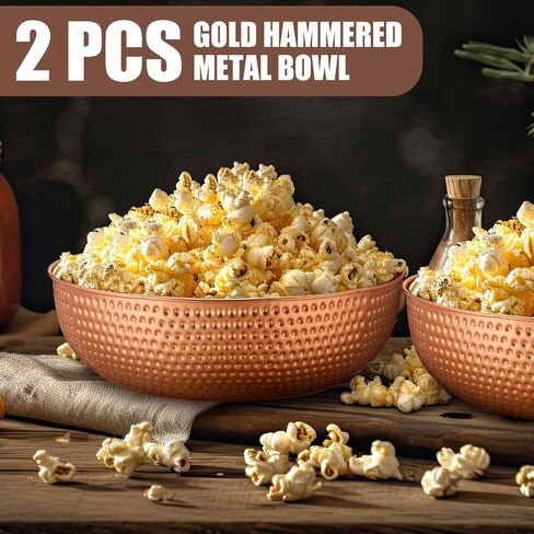 2 Pcs 14" Gold Hammered Metal Bowl Round Gold Bowl Fruit Decorative Bowls for Serving Food Kitchen Counter Table in Saudi Arabia