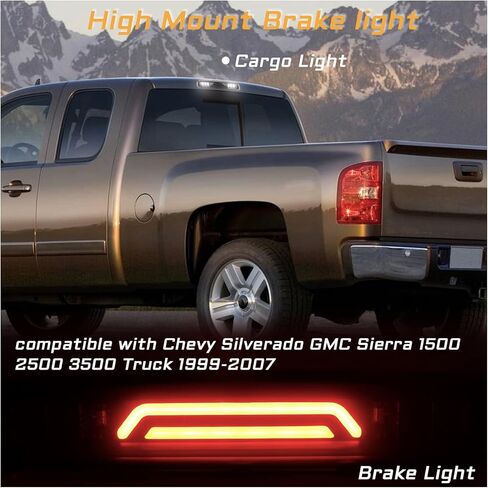 High Mount Stop Lights LED Third Brake Light Assemblies Compatible with Chevy Silverado GMC Sierra 1500 2500 3500 Truck 1999-2006 LED Cargo Light Accessories in Kuwait