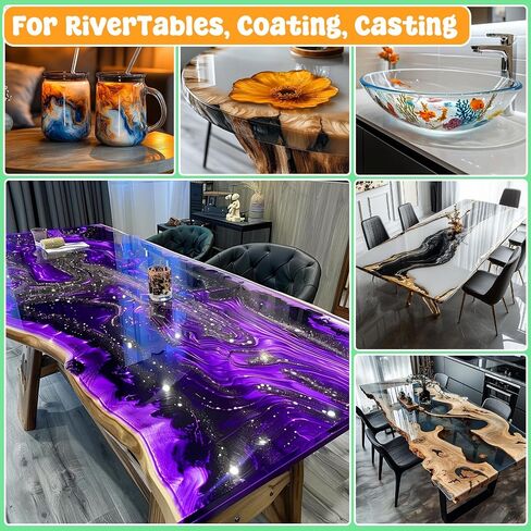 Epoxy Resin 1 Gallon - Crystal Clear Epoxy Resin Kit, No Yellowing No Bubble Easy to Mix 1:1 Ratio Art Resin Casting Resin for Art Crafts, Jewelry Making, River Tables, Wood & Resin Molds in Saudi Arabia