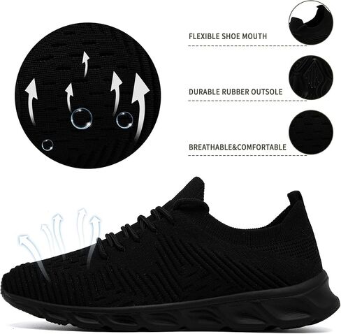 Womens Tennis Running Shoes Walking Comfortable Slip On Breathable Non Slip Athletic Gym Workout Cross Training Fashion Sneakers,Black,Size 8.5 in Kuwait