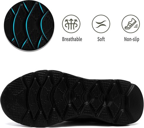 Womens Tennis Running Shoes Walking Comfortable Slip On Breathable Non Slip Athletic Gym Workout Cross Training Fashion Sneakers,Black,Size 8.5 in Kuwait