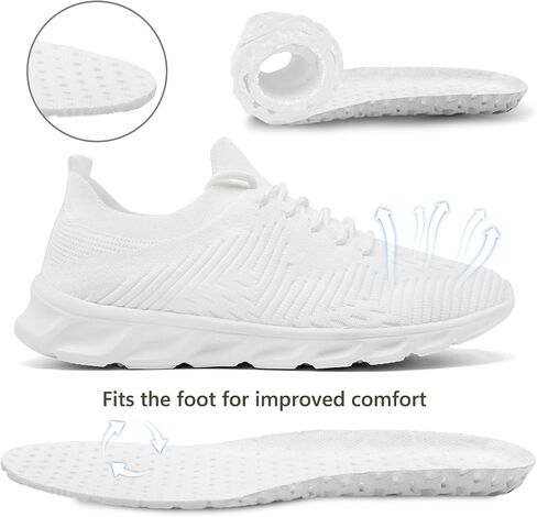 Womens Tennis Running Shoes Walking Comfortable Slip On Breathable Non Slip Athletic Gym Workout Cross Training Fashion Sneakers,Black,Size 8.5 in Kuwait