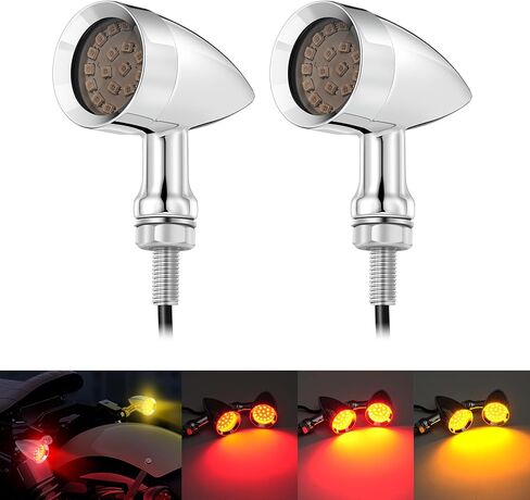 PBYMT 2 قطعة دراجة نارية رصاصة 24 LED أضواء إشارة الانعطاف الأمامية العنبر SMD وميض 8 مم فتحة تثبيت متوافقة مع Honda Yamaha سوزوكي Kawasaki Harley Chopper Bobber in Kuwait