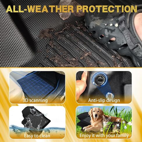 Pleoos® Floor Mats for Toyota 4Runner 2013-2024(Only for 5 Seat) | TPE Custom Fit Floor Liners Set | Non-Slip Waterproof | Automotive Accessories with Raised Edges |Front & 2nd Row Full Set Car Liners in Saudi Arabia