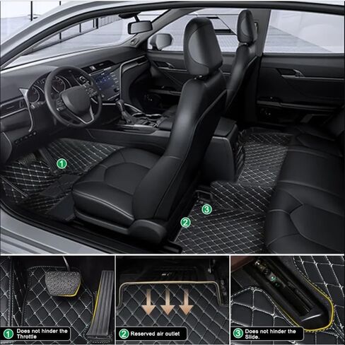 Custom Luxury Leather car Floor mats for Cars, SUVs, Trucks Compatible with car Floor mats Upgrade Your car Interior Waterproof and Non-Slip All-Weather Protection (Black Red) in Saudi Arabia